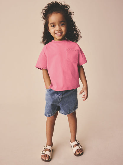 Pink Short Sleeve Ric Rac Trim T-Shirt (3mths-7yrs) image 3