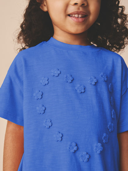 Blue Short Sleeve Applique Flower T-Shirt (3mths-7yrs) image 2