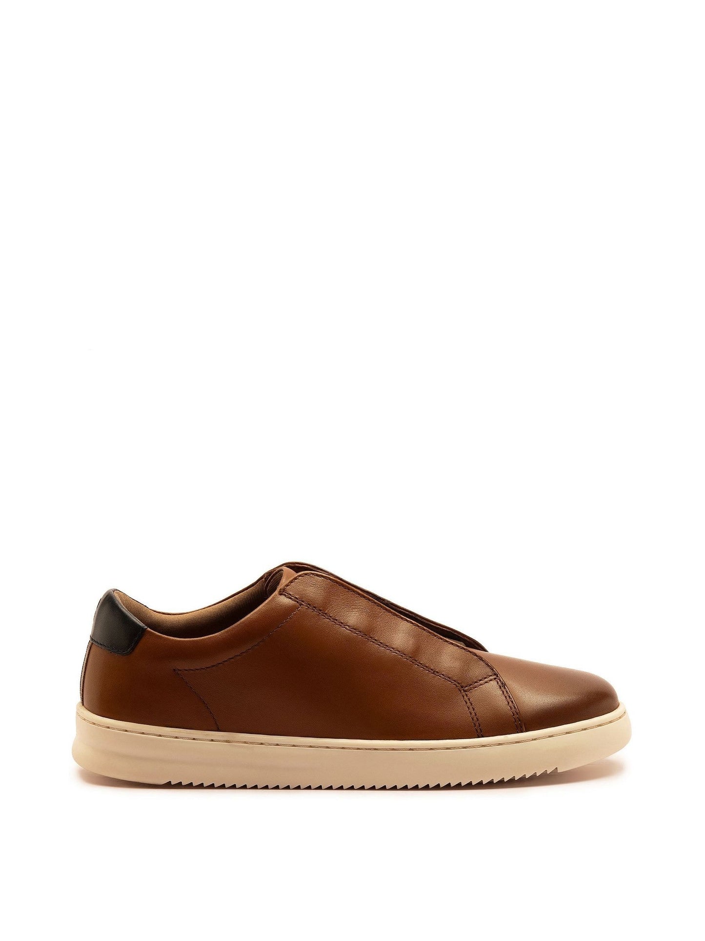 Off The Hook Brown Evers Leather Slip-On Trainers with Elastic Lacing image 2