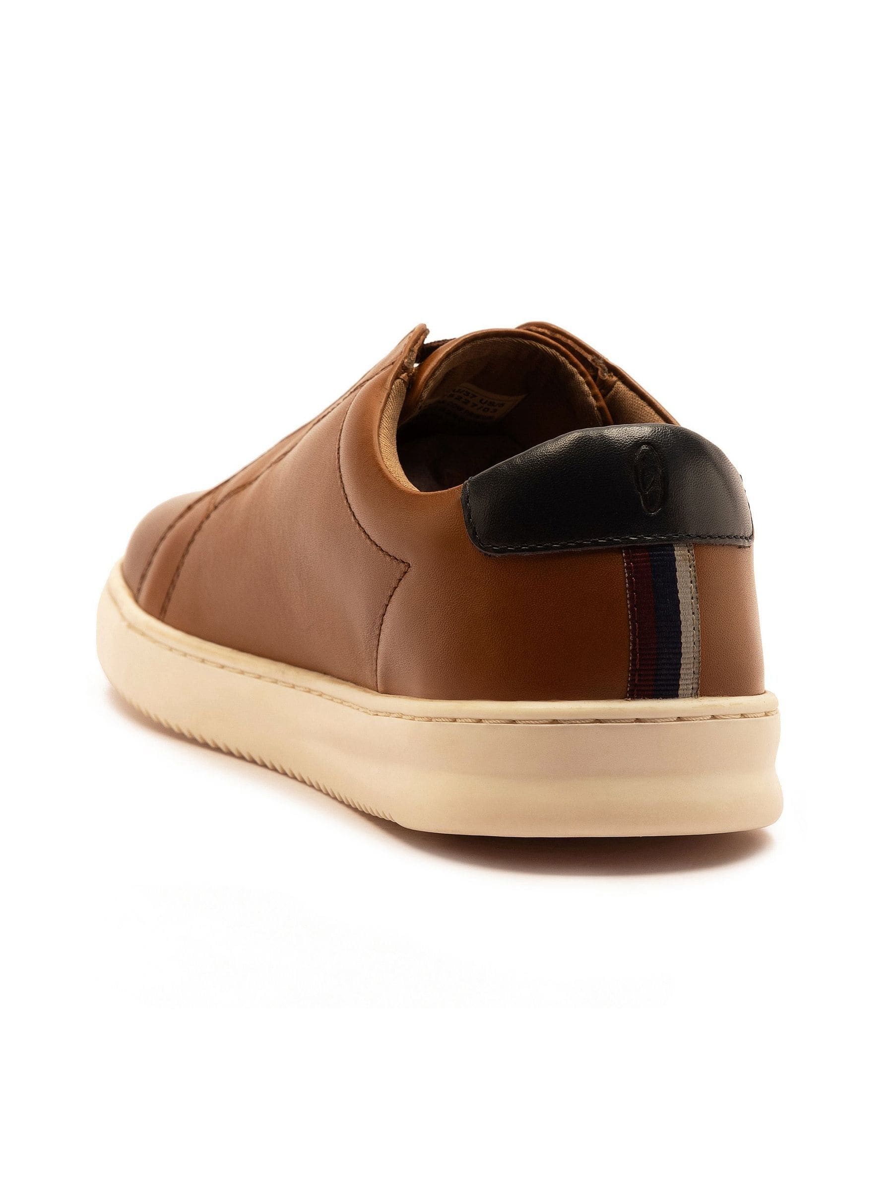 Off The Hook Brown Evers Leather Slip-On Trainers with Elastic Lacing image 3