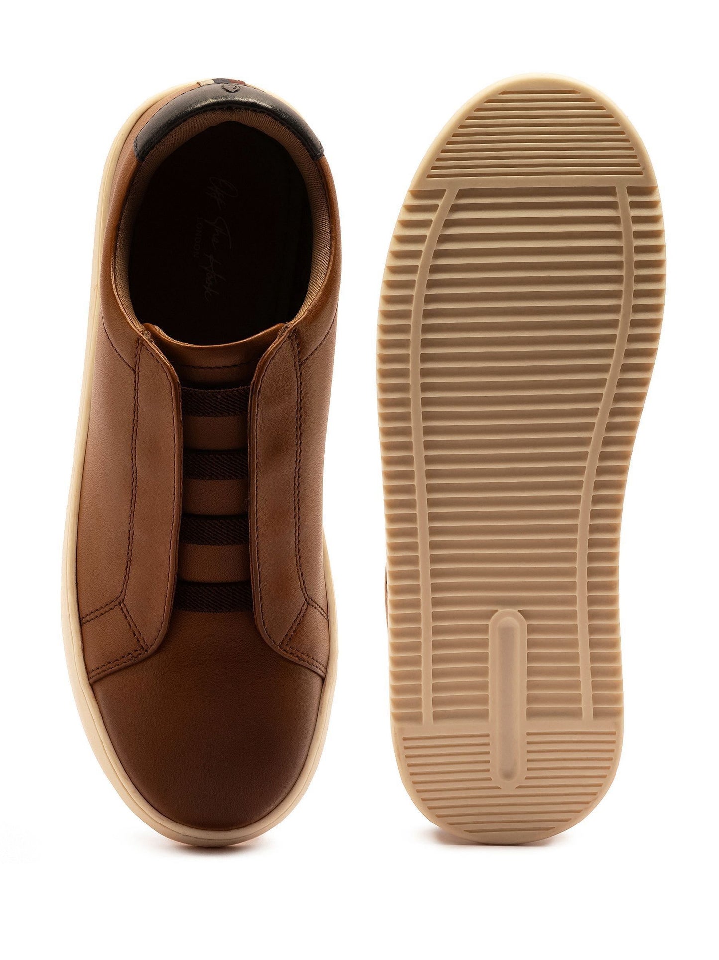 Off The Hook Brown Evers Leather Slip-On Trainers with Elastic Lacing image 4