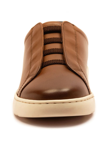 Off The Hook Brown Evers Leather Slip-On Trainers with Elastic Lacing image 5