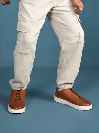 Off The Hook Brown Evers Leather Slip-On Trainers with Elastic Lacing image 7