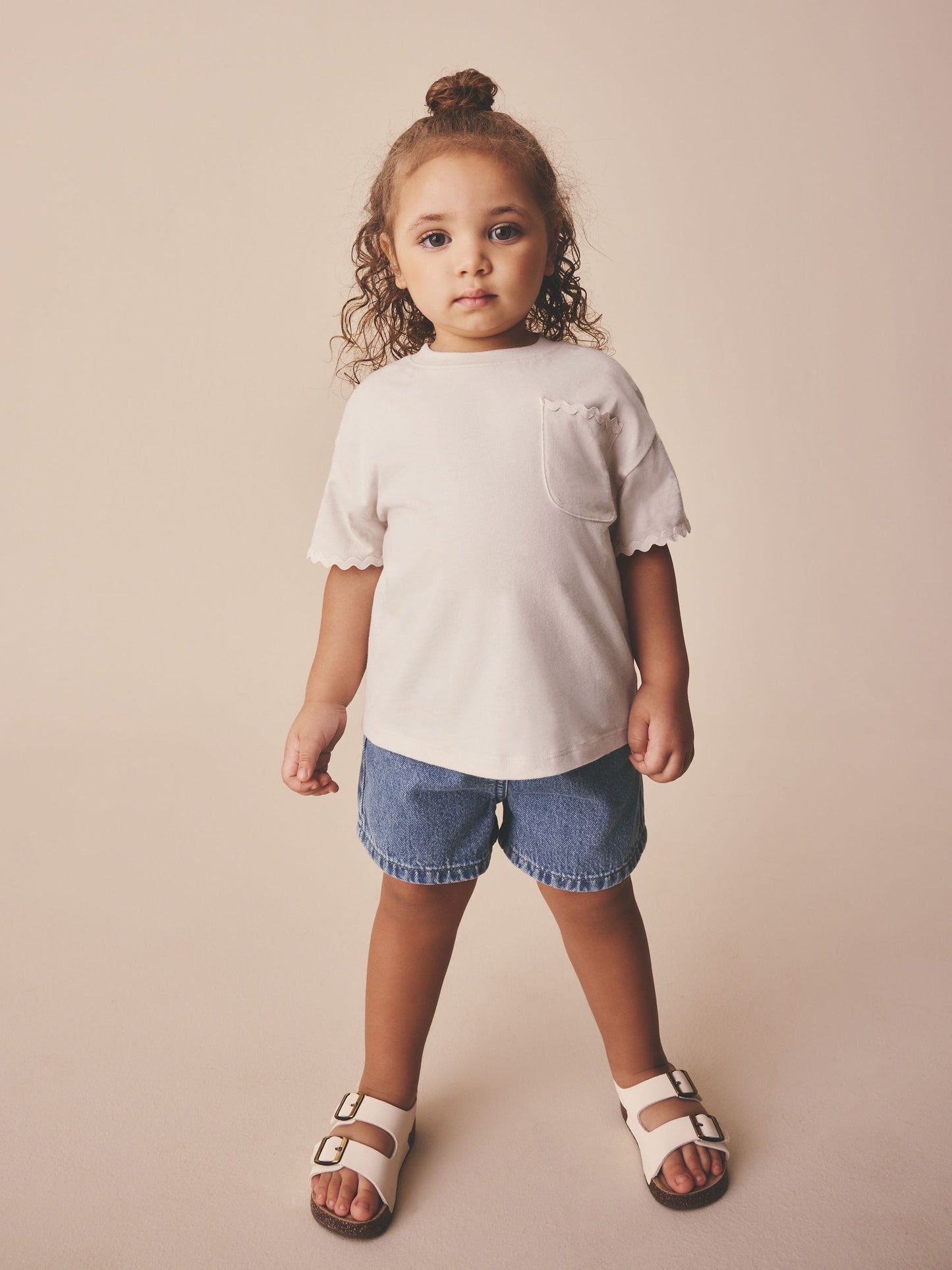 Ecru White Short Sleeve Ric Rac Trim T-Shirt (3mths-7yrs) image 1