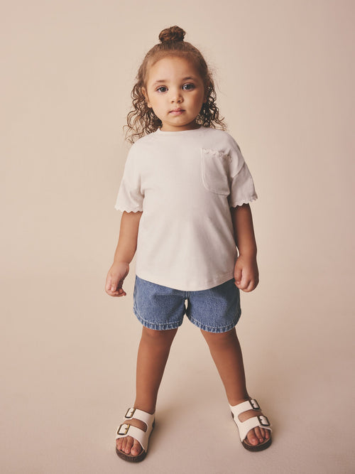 Ecru White Short Sleeve Ric Rac Trim T-Shirt (3mths-7yrs) image 1