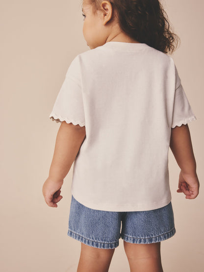Ecru White Short Sleeve Ric Rac Trim T-Shirt (3mths-7yrs) image 2