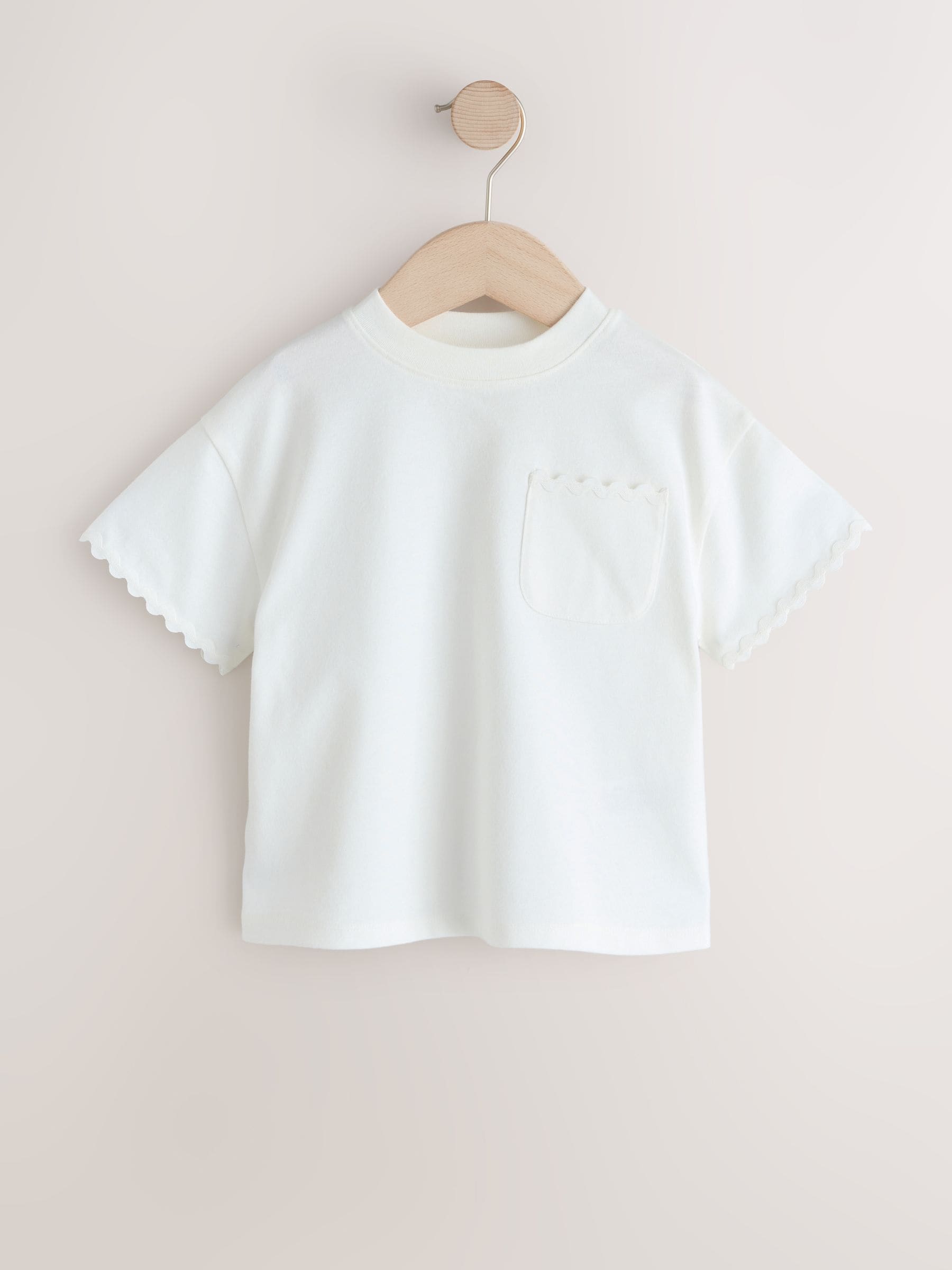 Ecru White Short Sleeve Ric Rac Trim T-Shirt (3mths-7yrs) image 3