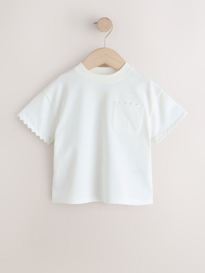 Ecru White Short Sleeve Ric Rac Trim T-Shirt (3mths-7yrs) image 3
