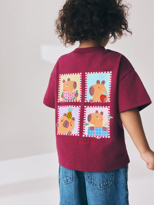 Dsiney Kidz - Burgundy Capybara Short Sleeve T-Shirt (3mths-7yrs) image 1