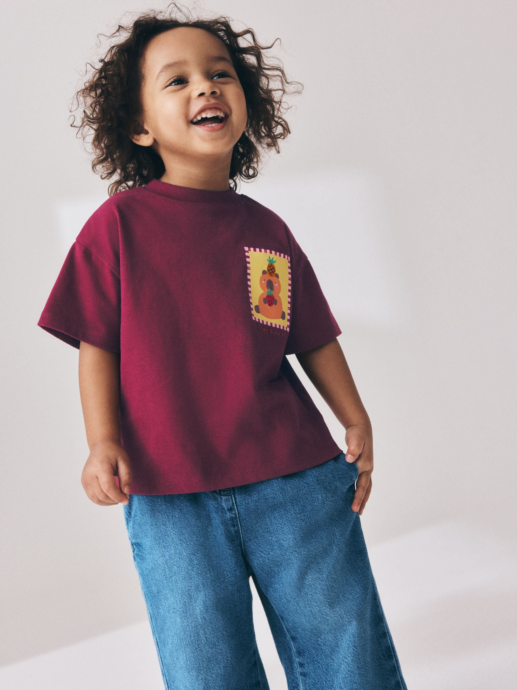 Burgundy Capybara Short Sleeve T-Shirt (3mths-7yrs) image 4