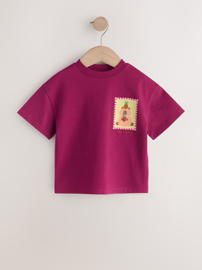 Burgundy Capybara Short Sleeve T-Shirt (3mths-7yrs) image 6