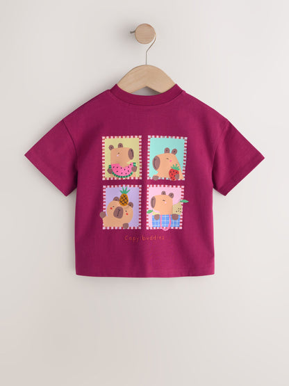 Burgundy Capybara Short Sleeve T-Shirt (3mths-7yrs) image 7