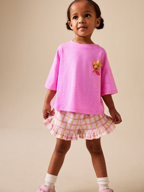 Pink Flower T-Shirt and Shorts Set (3mths-7yrs) image 1