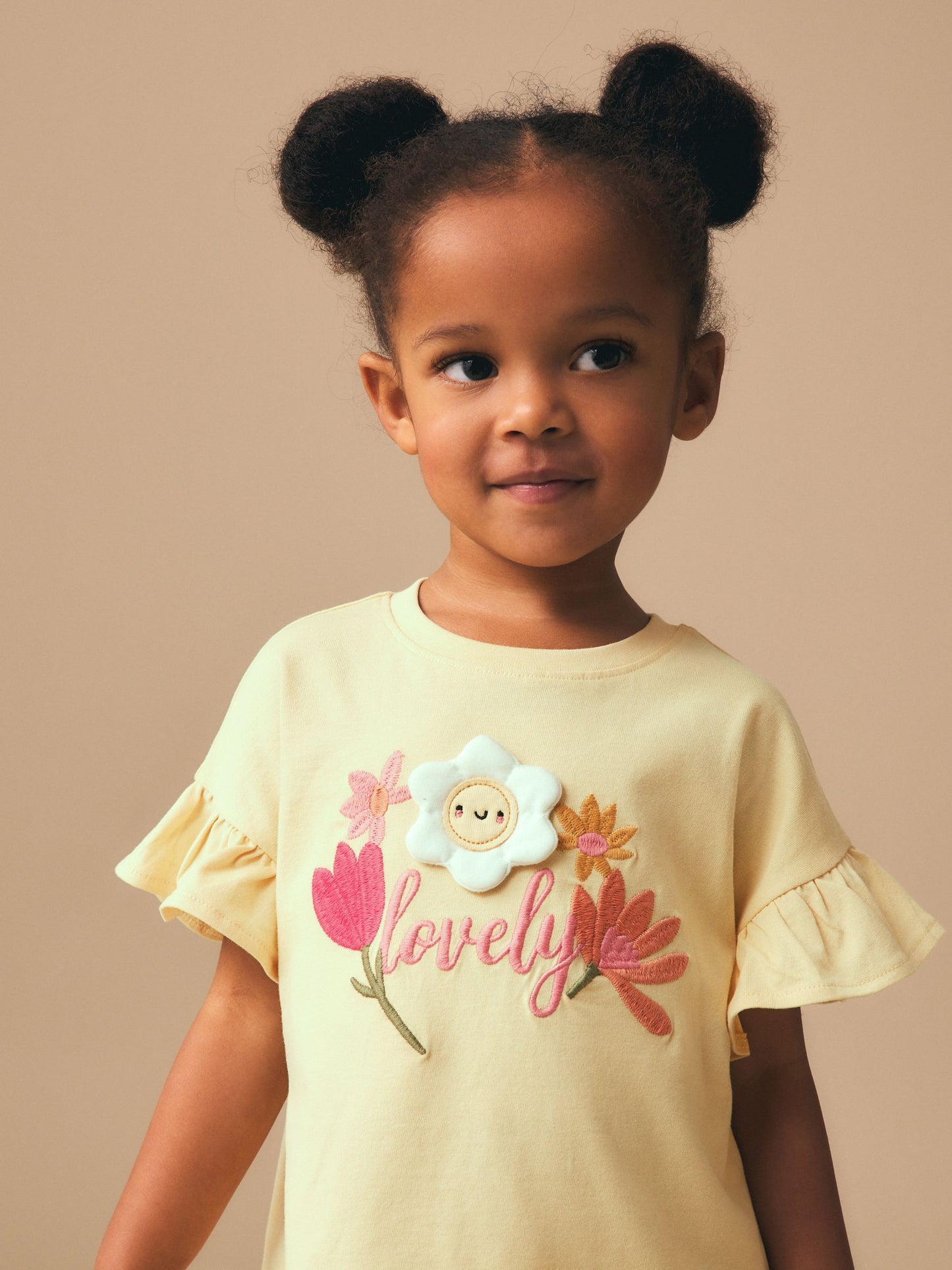 Yellow Padded Flower Short Sleeve T-Shirt and Leggings Set (3mths-7yrs) image 3