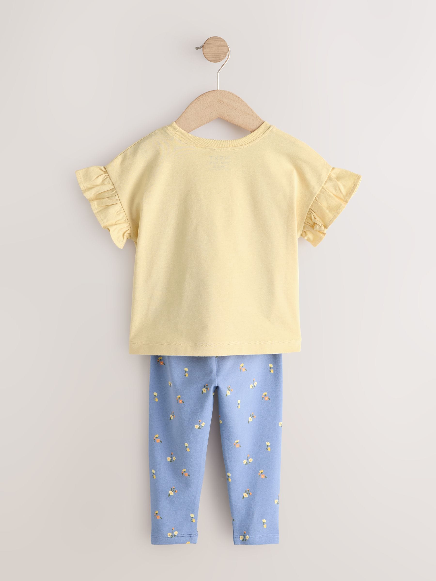 Yellow Padded Flower Short Sleeve T-Shirt and Leggings Set (3mths-7yrs) image 6