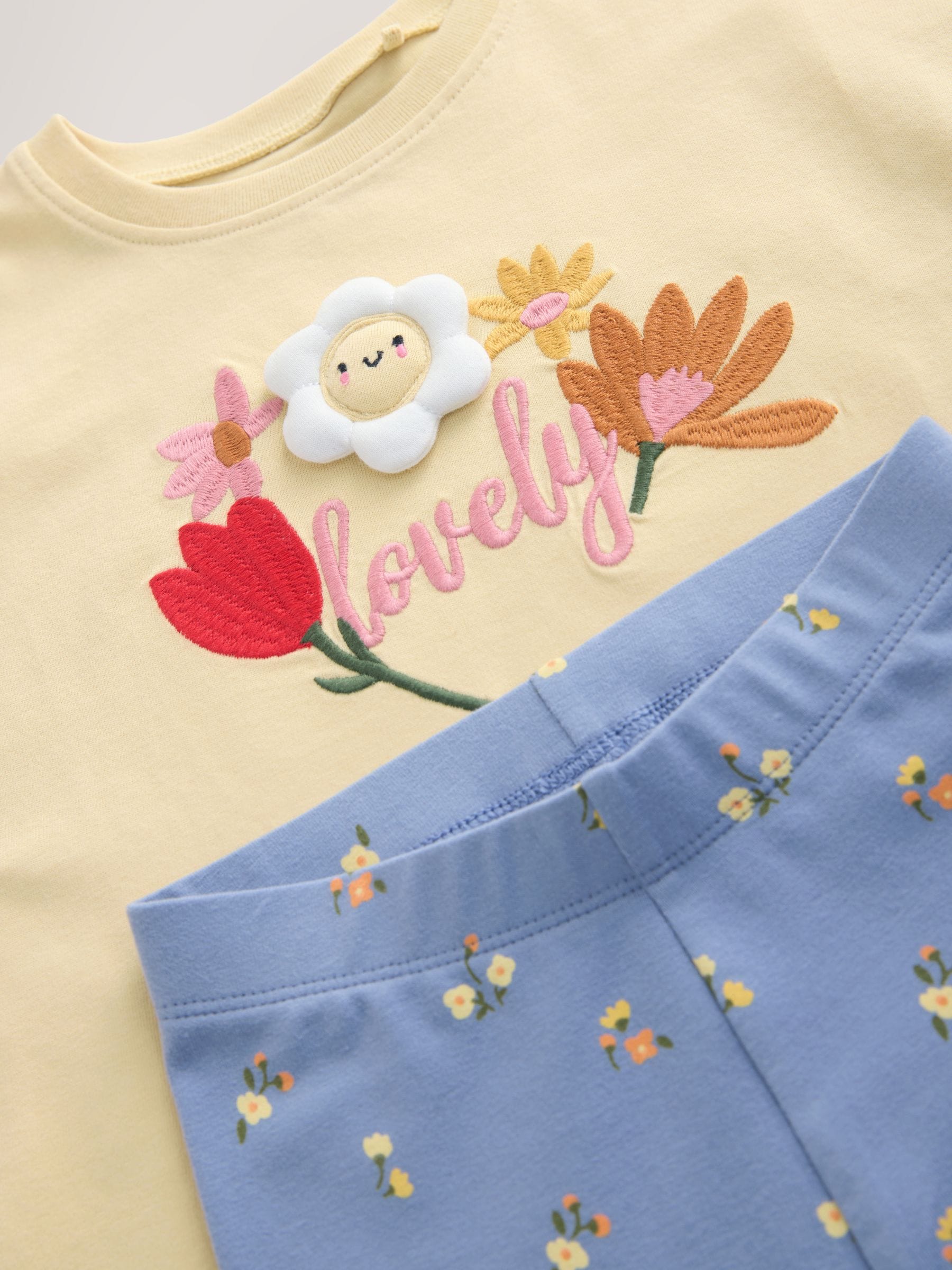 Yellow Padded Flower Short Sleeve T-Shirt and Leggings Set (3mths-7yrs) image 8