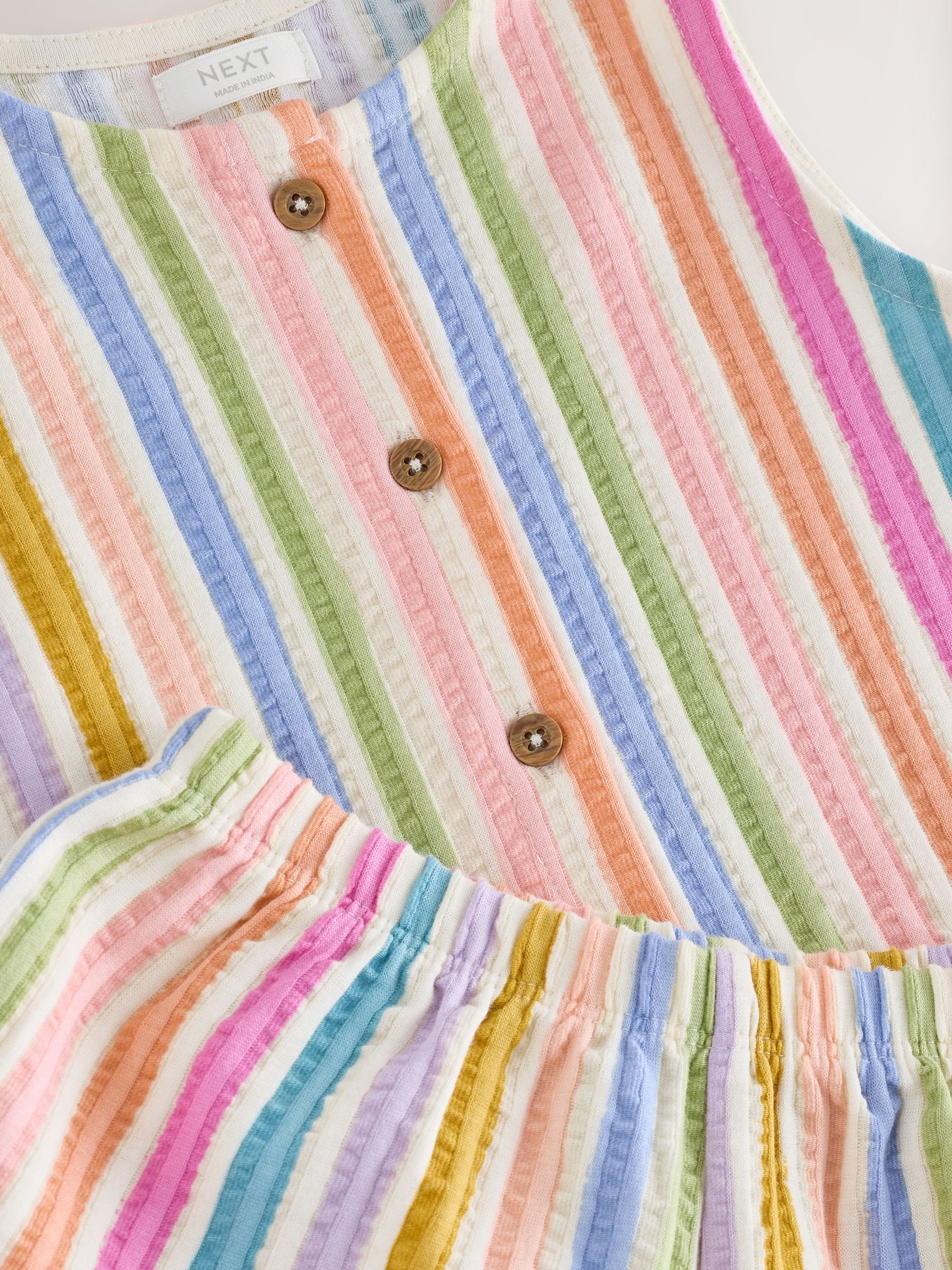 Pink/Blue Rainbow Stripe Peplum Vest and Shorts Set (3mths-7yrs) image 7