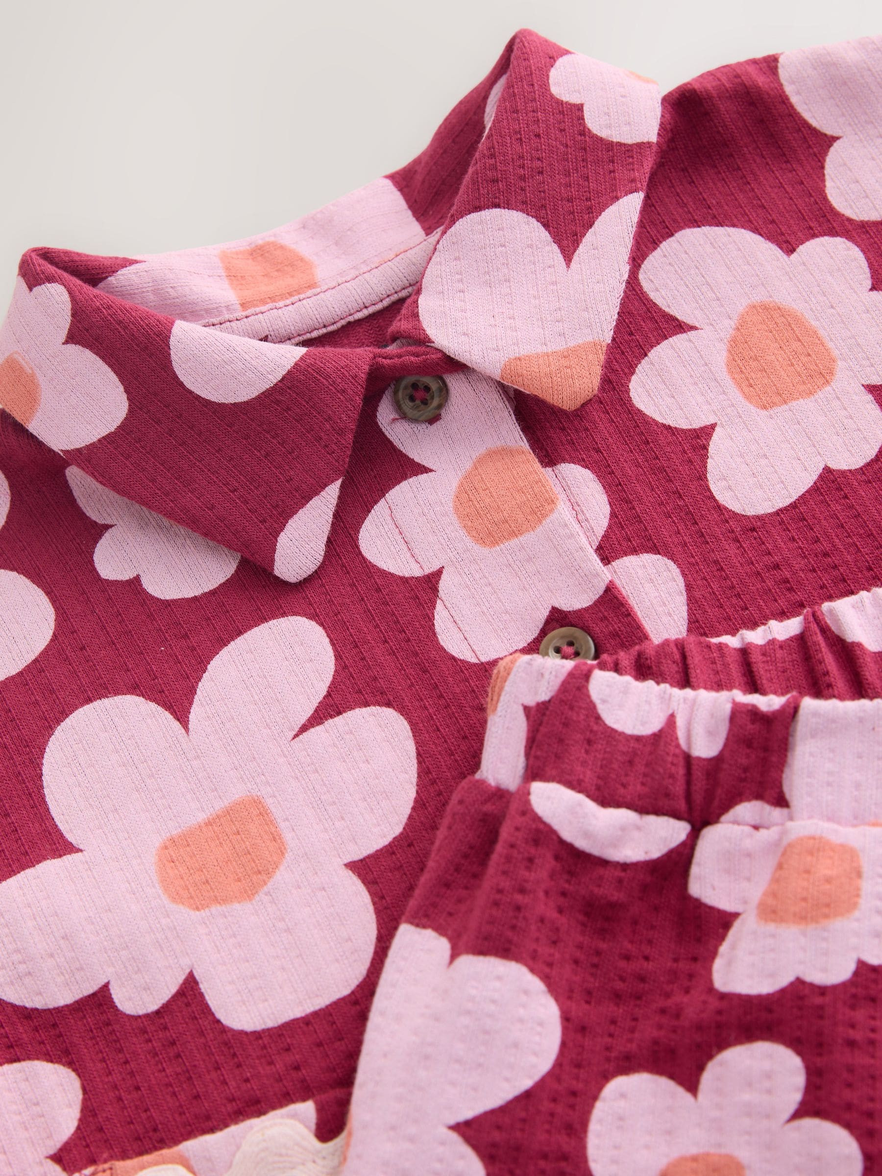 Pink/Plum Stampy Flower Short Sleeve Button Shirt and Shorts Set (3mths-7yrs) image 8