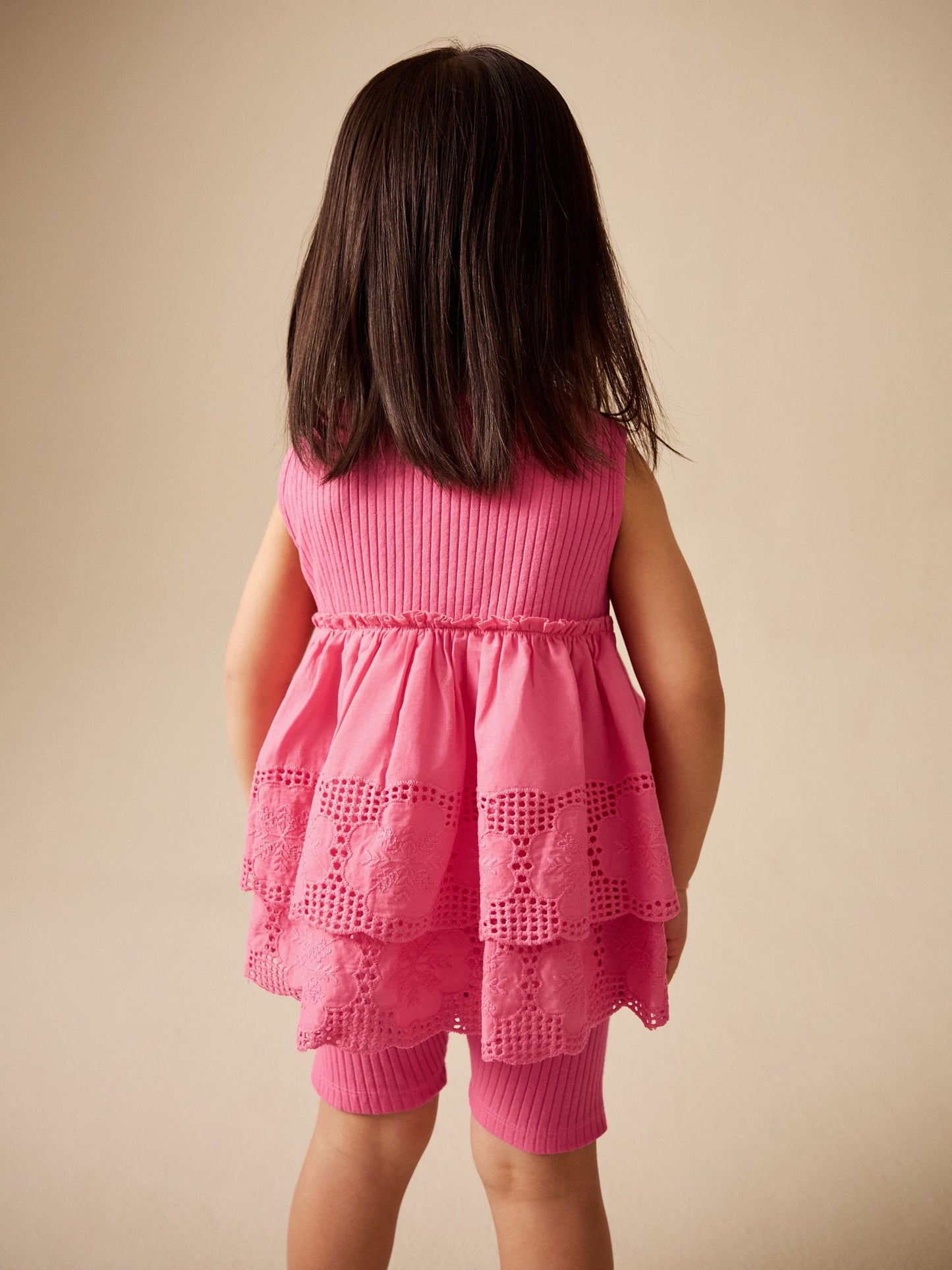 Pink Broderie Peplum Vest and Cycle Shorts Set (3mths-7yrs) image 4
