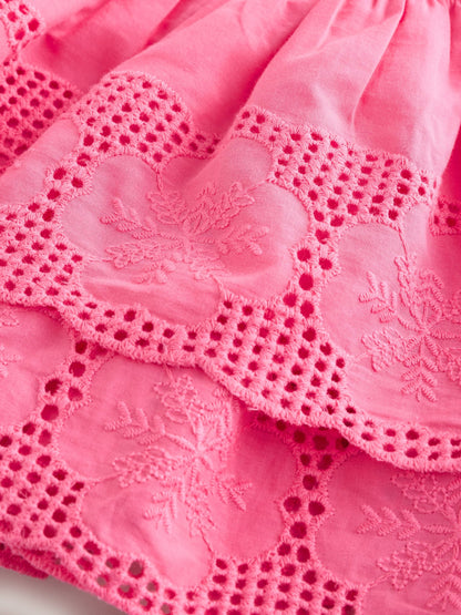 Pink Broderie Peplum Vest and Cycle Shorts Set (3mths-7yrs) image 8