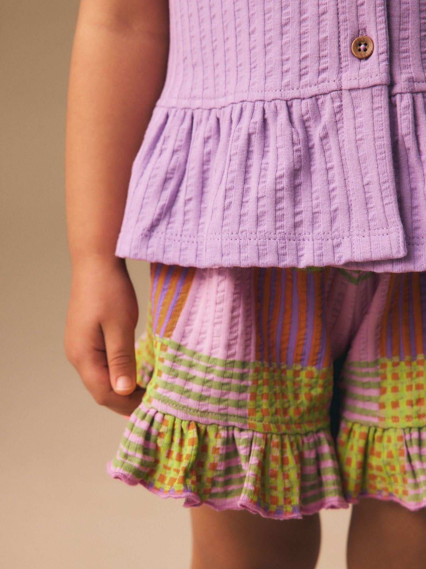 Lilac Purple Check Peplum Vest and Shorts Set (3mths-7yrs) image 4