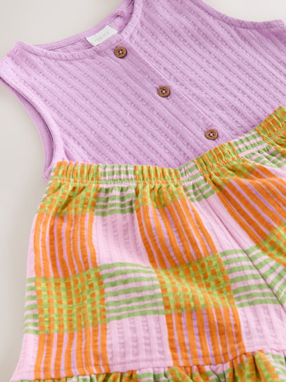 Lilac Purple Check Peplum Vest and Shorts Set (3mths-7yrs) image 8