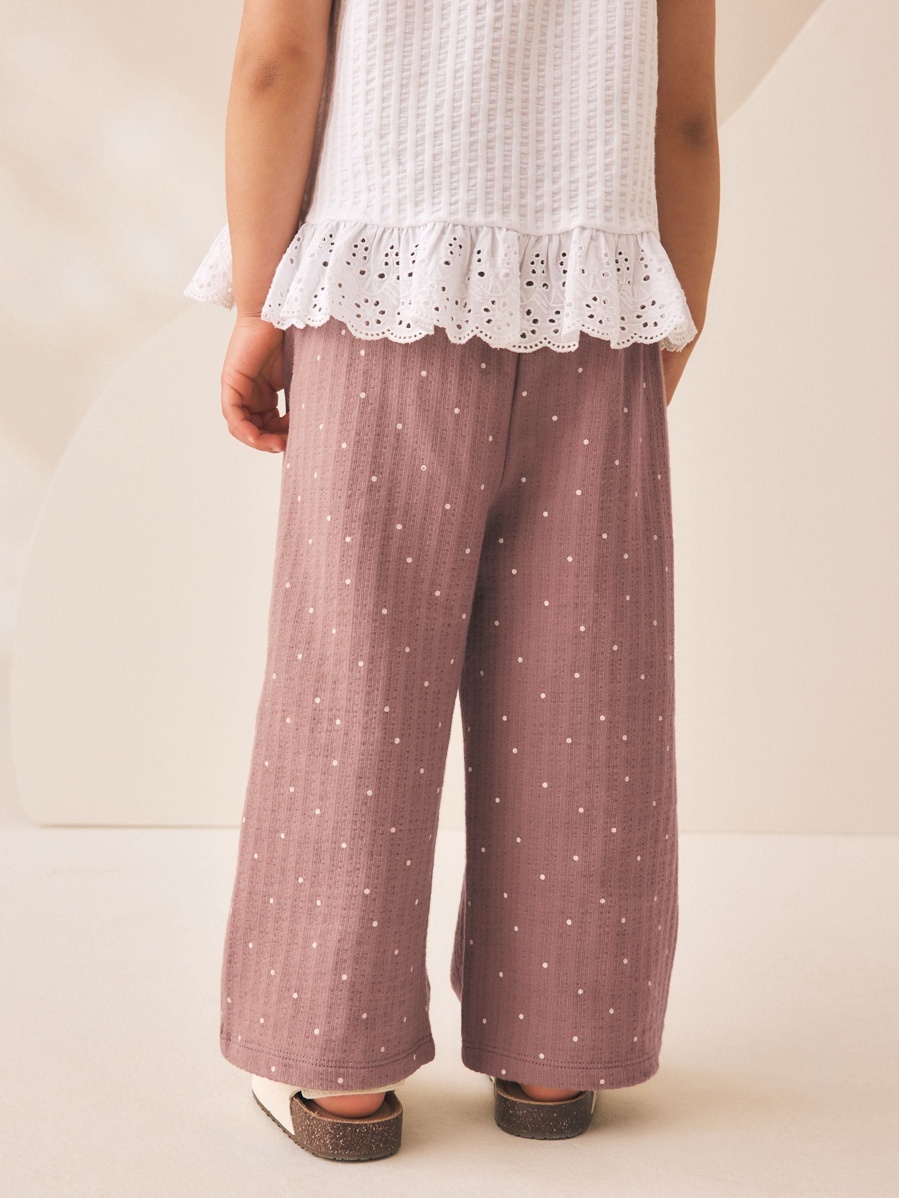 Brown Spot Wide Leg Trousers (3mths-7yrs) image 3