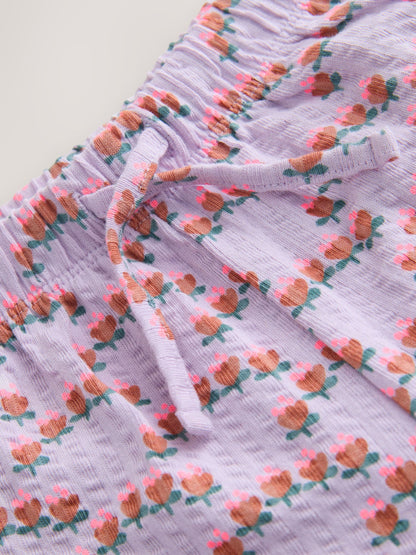 Purple Ditsy Floral Textured Wide Leg Trousers (3mths-7yrs) image 3