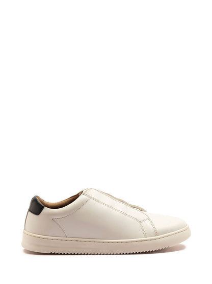 Off The Hook White Evers Leather Slip-On Trainers with Elastic Lacing image 1
