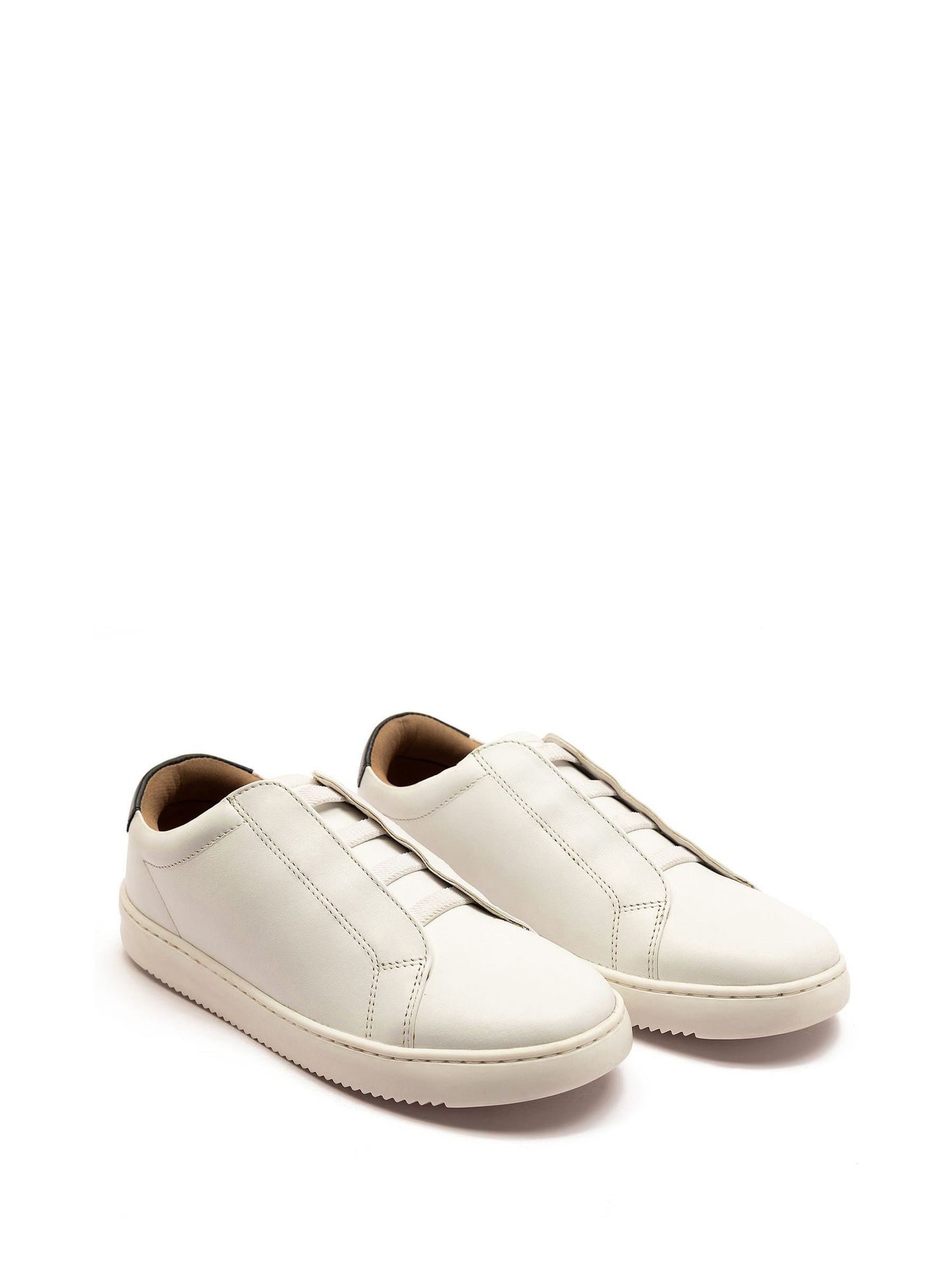 Off The Hook White Evers Leather Slip-On Trainers with Elastic Lacing image 2