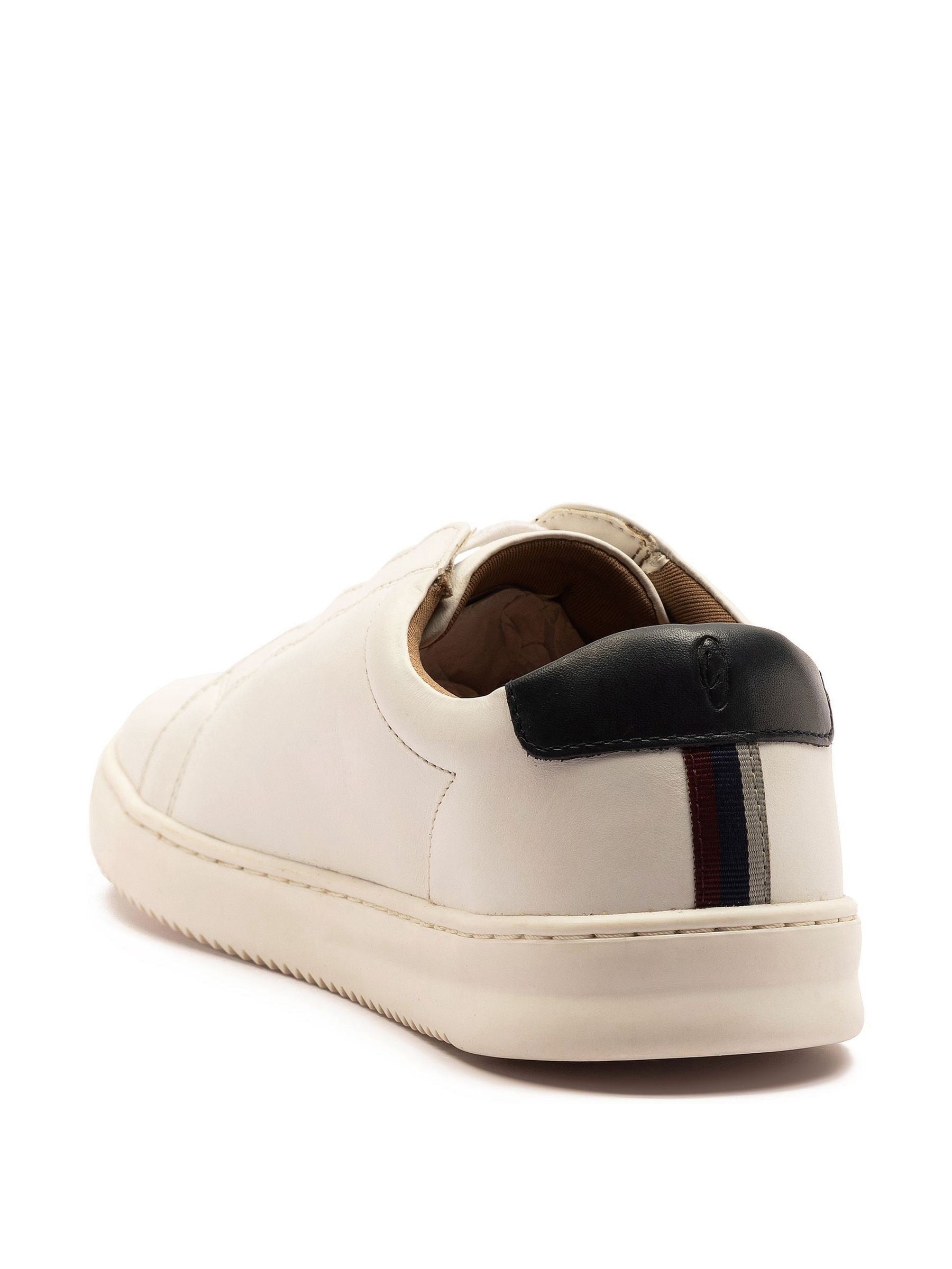 Off The Hook White Evers Leather Slip-On Trainers with Elastic Lacing image 3
