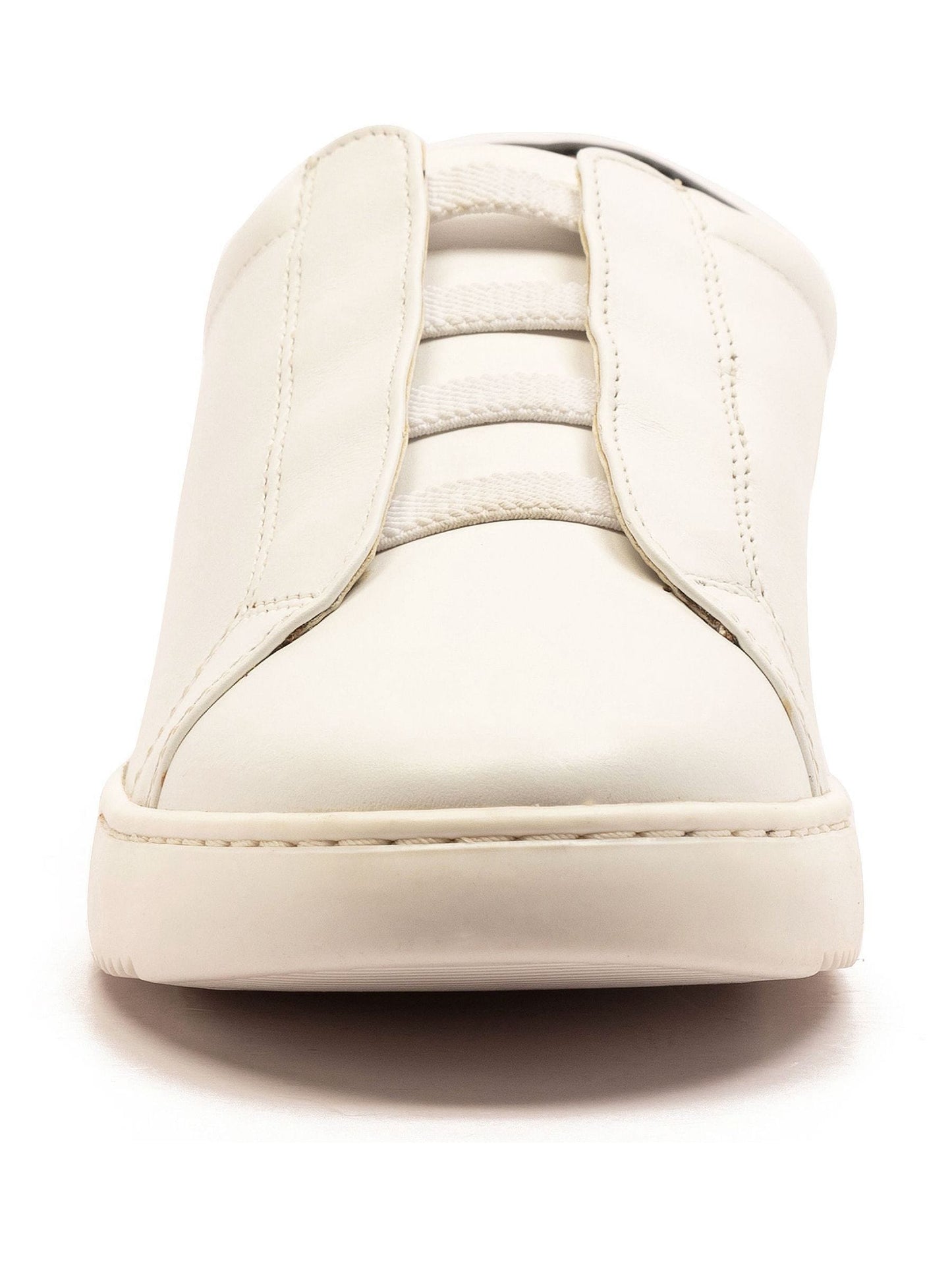 Off The Hook White Evers Leather Slip-On Trainers with Elastic Lacing image 4