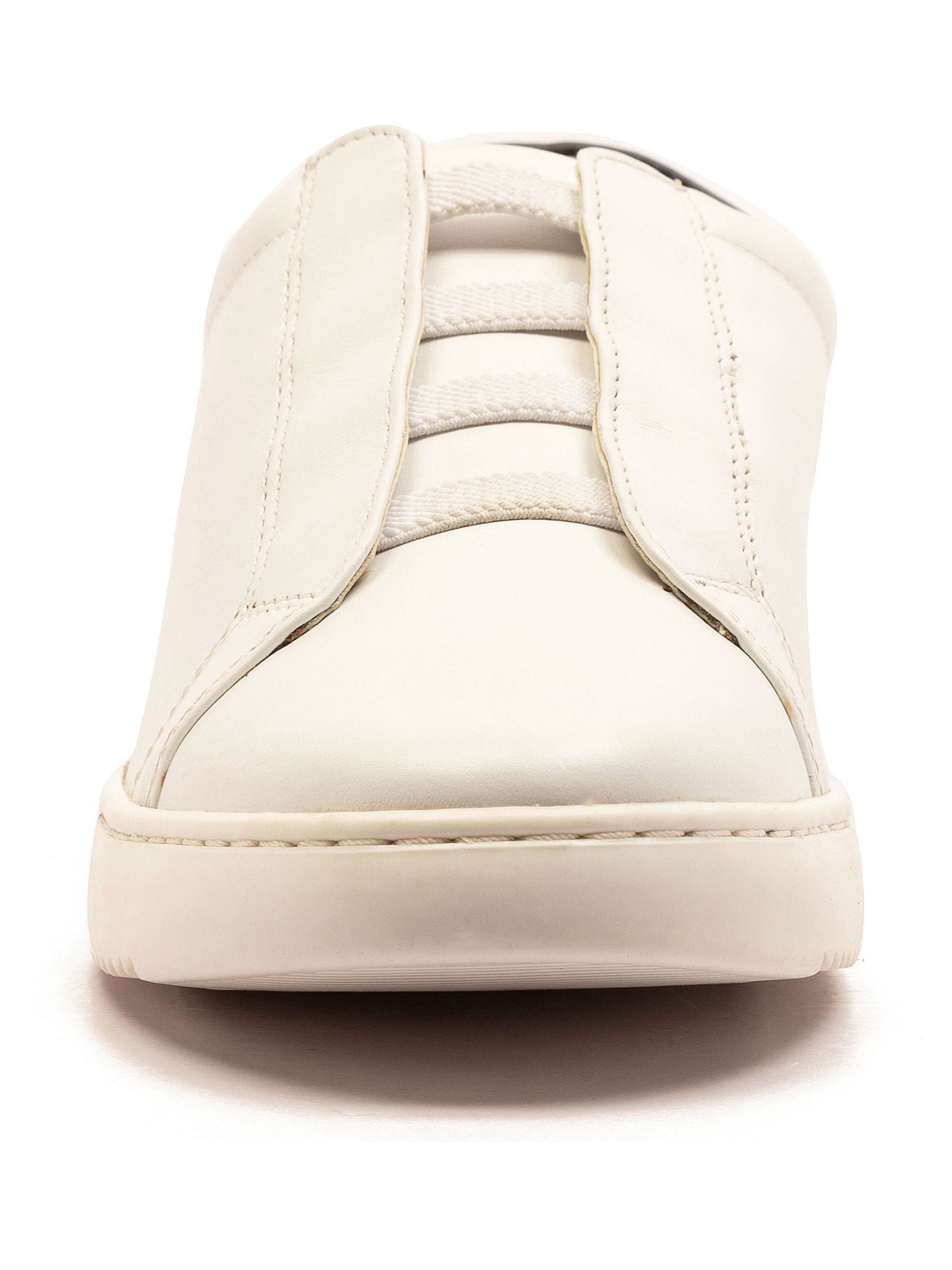 Off The Hook White Evers Leather Slip-On Trainers with Elastic Lacing image 4