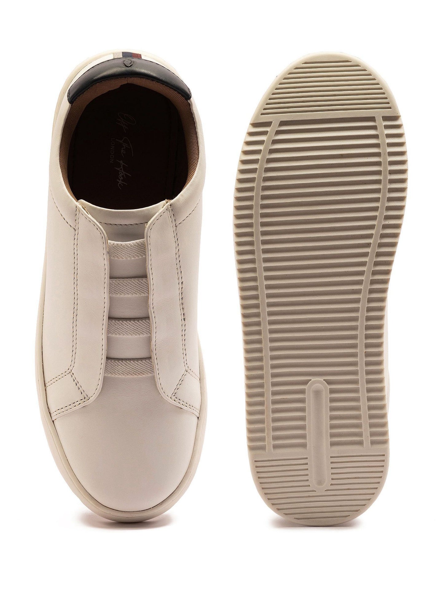 Off The Hook White Evers Leather Slip-On Trainers with Elastic Lacing image 6