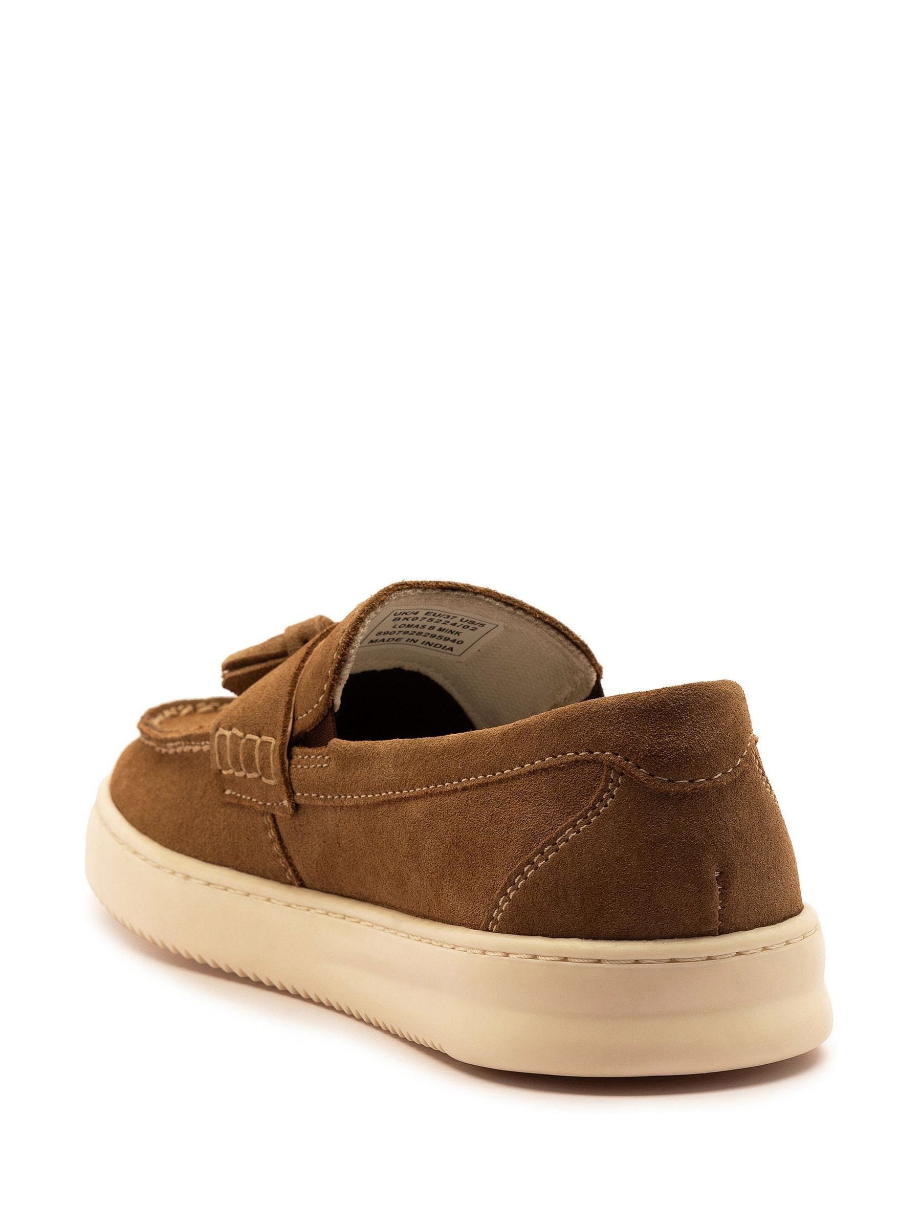 Off The Hook Brown Lomas Suede Leather Tassel Loafer Shoes image 3