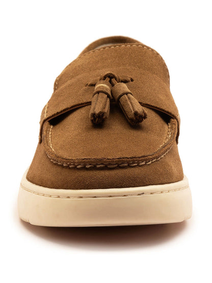 Off The Hook Brown Lomas Suede Leather Tassel Loafer Shoes image 4