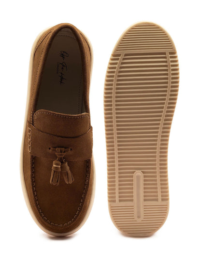 Off The Hook Brown Lomas Suede Leather Tassel Loafer Shoes image 6