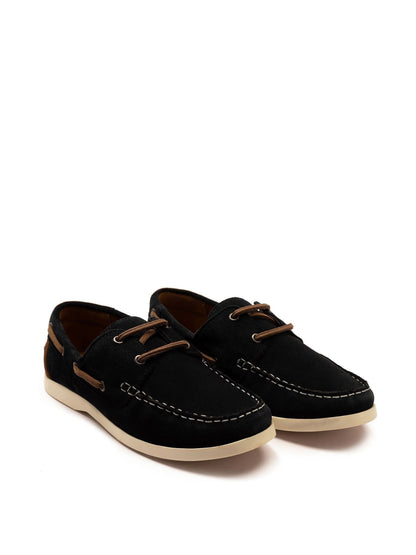 Off The Hook Blue Sadler Suede Leather Lace-Up Boat Shoes image 2