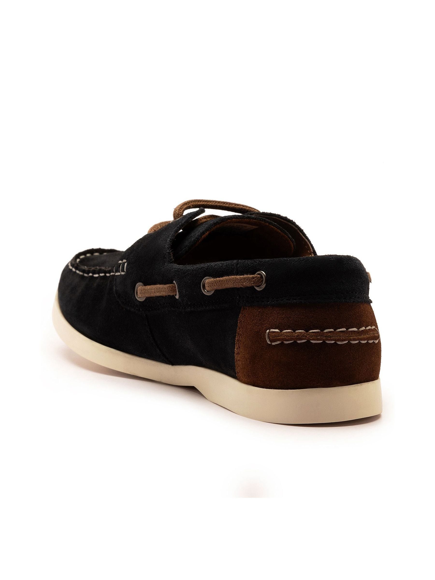 Off The Hook Blue Sadler Suede Leather Lace-Up Boat Shoes image 3