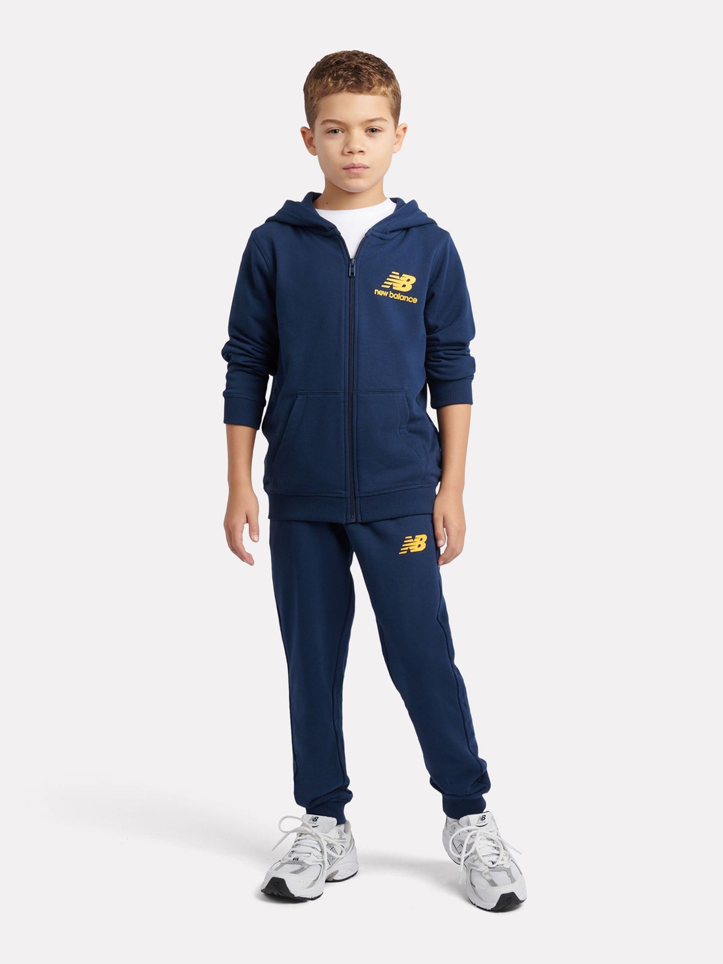 Dsiney Kidz - New Balance Blue French Terry Stacked Logo Zip Thru Hoodie & Joggers Set image 1