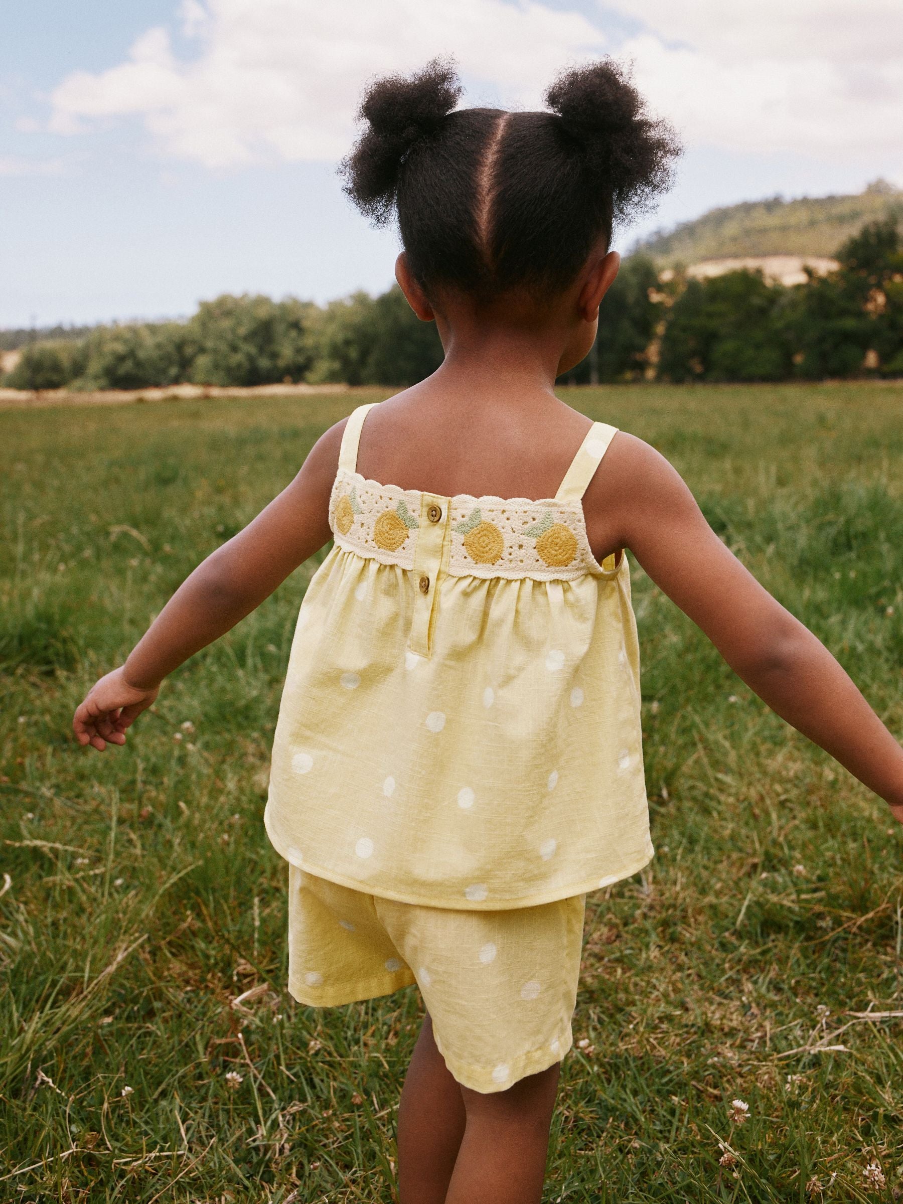 Lemon Yellow Spot Crochet Top And Short Set (3mths-7yrs) image 2