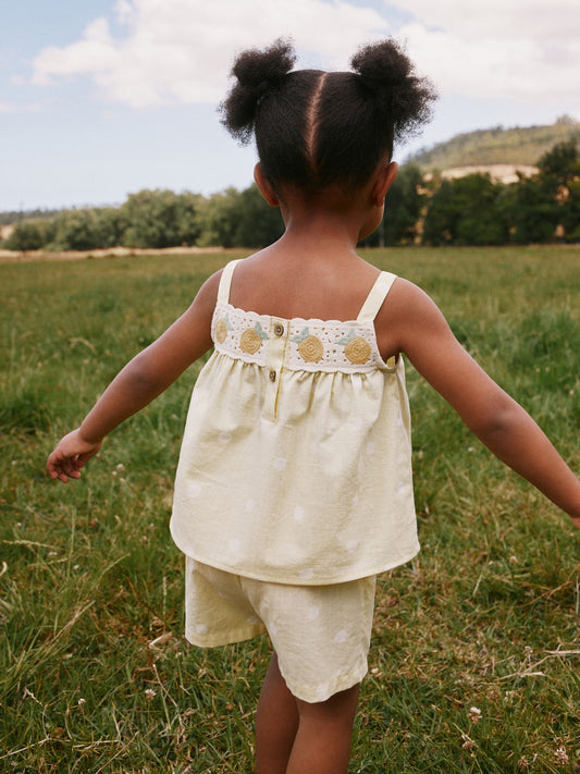 Lemon Yellow Spot Crochet Top And Short Set (3mths-7yrs) image 3