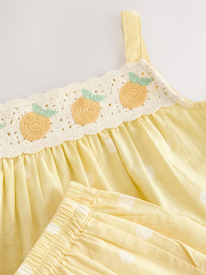 Lemon Yellow Spot Crochet Top And Short Set (3mths-7yrs) image 8