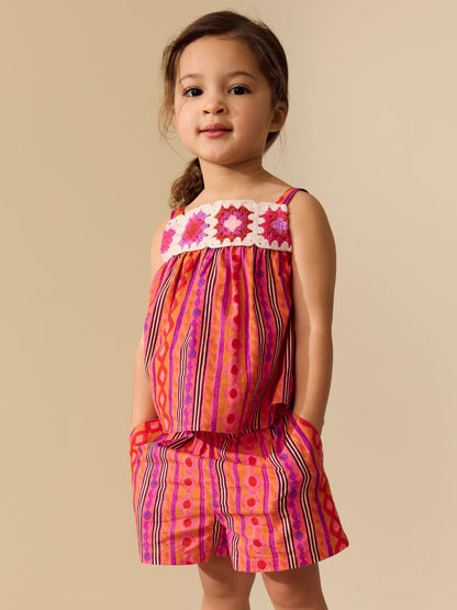 Multi Stripe Crochet Top And Short Set (3mths-7yrs) image 1