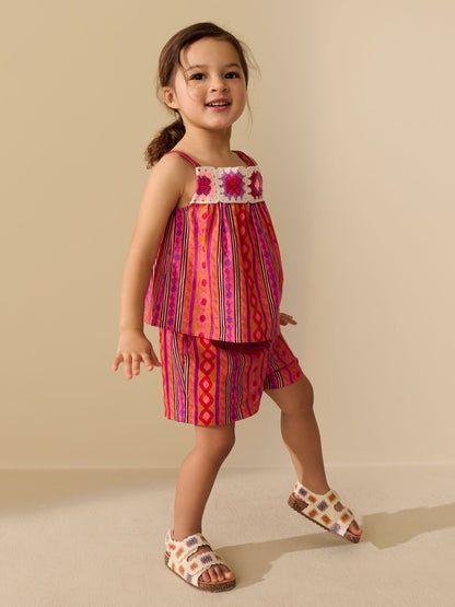 Multi Stripe Crochet Top And Short Set (3mths-7yrs) image 2