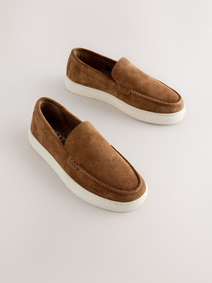 Tan Brown Suede Loafers image 1