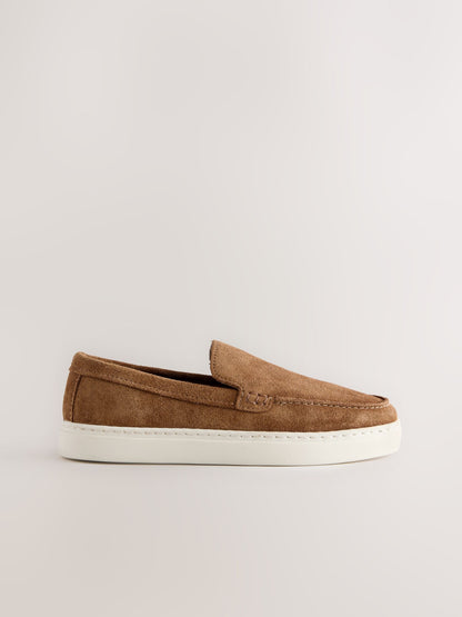 Tan Brown Suede Loafers image 2