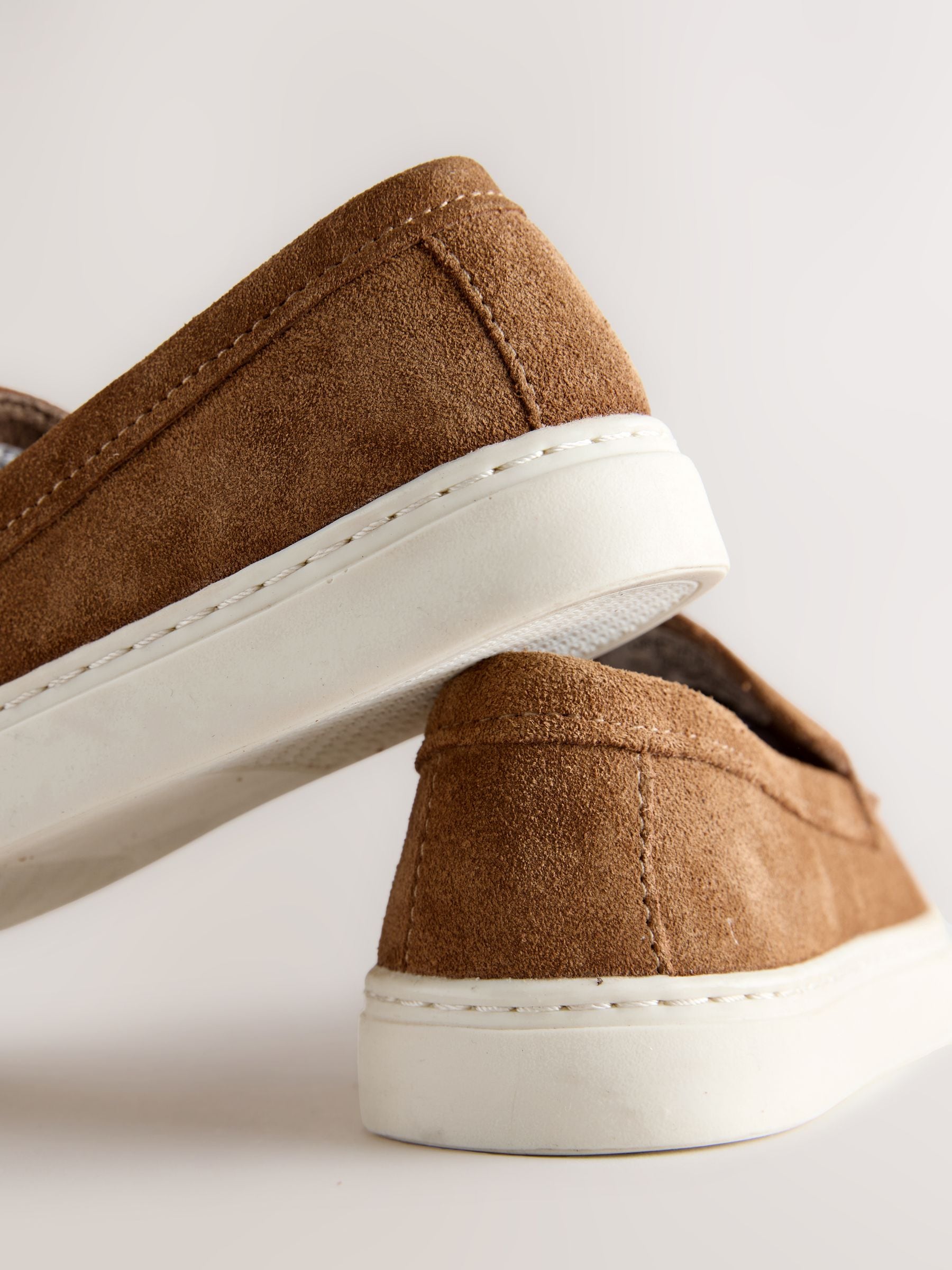 Tan Brown Suede Loafers image 4