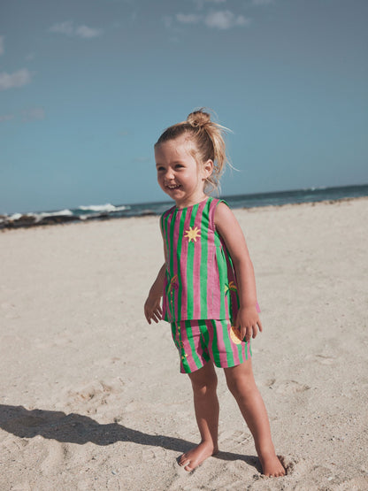 Pink/Green Stripe Embroided Shorts And Top Set (3mths-7yrs) image 4