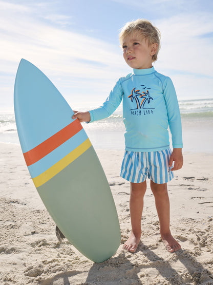 Blue Long Sleeve Sunsafe Rash Vest and Swim Shorts Set (3mths-7yrs) image 1